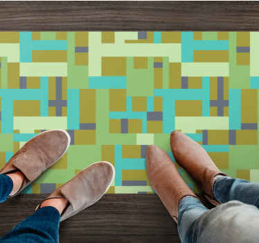 Alfombra vinílica geométrica segmentos de color verde - TenVinilo