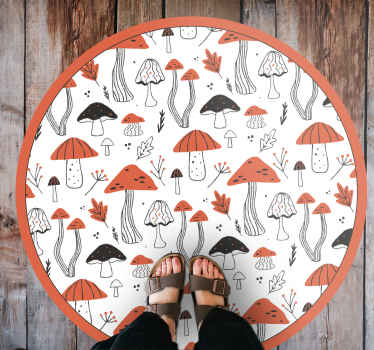 Minimalist turuncu ve siyah çiçekli kilim - TenStickers