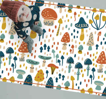 Farverigt svampetema tæppe til børneværelse - TenStickers