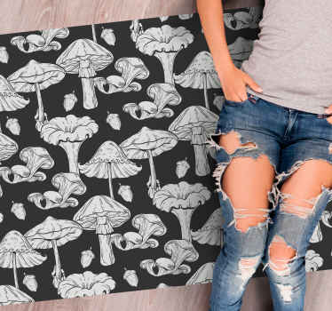 Vinylteppich Blumen Graue und schwarze abstrakte pilze - TenStickers