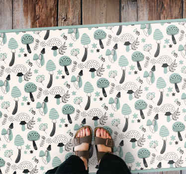 ライトブルーブラウンマッシュルーム柄フローラルラグ - TENSTICKERS