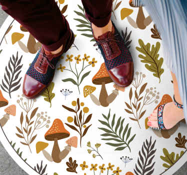 Alfombra vinílica flores delicioso motivo de hongo - TenVinilo