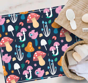 Renkli mantar ve uğur böceği çiçekli kilim - TenStickers