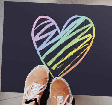Regenboog hart vinyl tapijt tiener - TenStickers