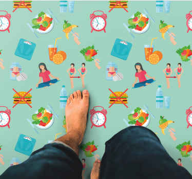 Vinylteppich kindlich symbole für einen gesunden lebensstil - TenStickers