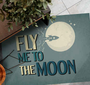Rocket to Moon minimalistic rug - TenStickers