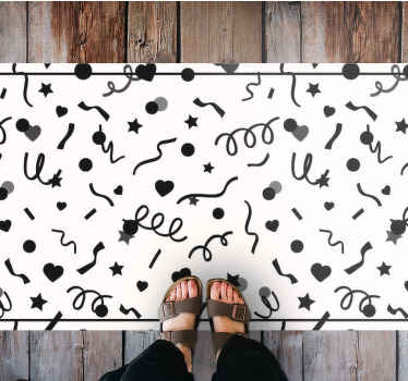 Vintage koberec s čiernym geometrickým vzorom - Tenstickers