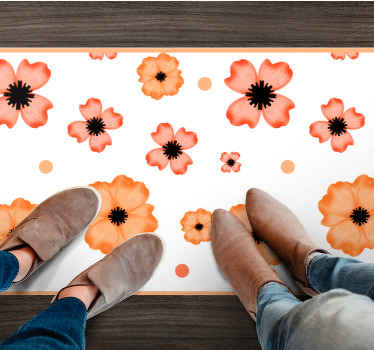 Vinylteppich Blumen Orange und rosa aquarellmuster - TenStickers
