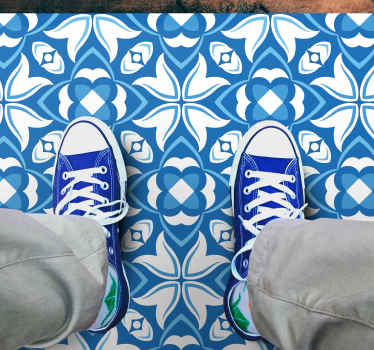 Alfombra vinílica hidráulica motivo de flor azul - TenVinilo