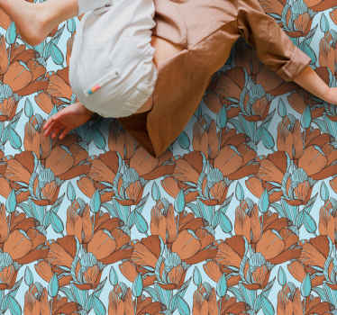 Alfombra vinílica infantil esquema floral en flor - TenVinilo