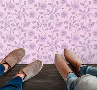 Lavender floral pattern floral vinyl rug - TenStickers
