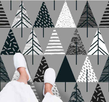 Alfombra vinílica nórdica patrón de pino estilizado - TenVinilo