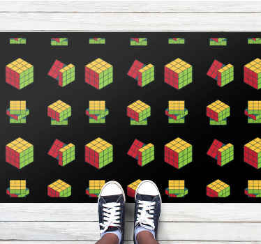 Alfombra vinílica juegos patrón del cubo de rubik - TenVinilo