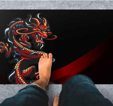 Alfombra vinilo Dragón oscuro acurrucado - TenVinilo