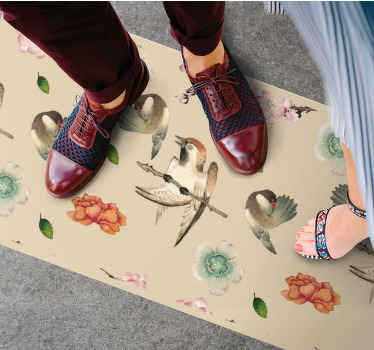 Aflombra vinílica animales pájaros y flores - TenVinilo