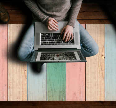 Vinylteppich Holzoptik pastellfarbene dielenoberfläche - TenStickers