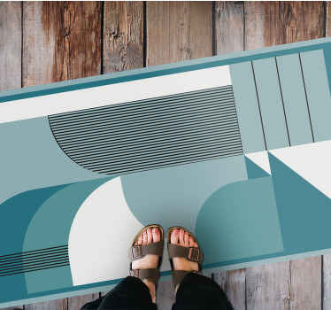 Alfombra vinílica moderna formas geométricas azules - TenVinilo