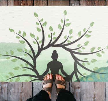 Alfombra vinílica mandala Pose de árbol de yoga - TenVinilo