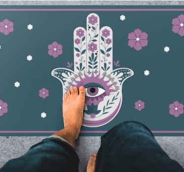 Hamsa Hand Style mandala vinyl rug - TenStickers