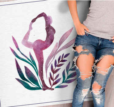 Alfombra vinílica vintage Pose de yoga acuarela - TenVinilo