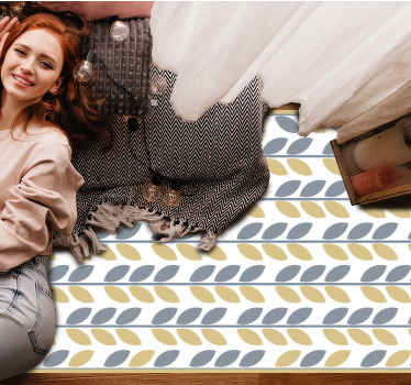 Bladmønsterstriber natur vinyl tæppe - TenStickers