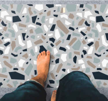 Fragmenteret grå terrazzo vinyl tæppe med steneffekt - TenStickers