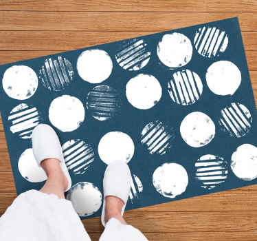 Dairesel beyaz vuruşlar geometrik pvc halı - TenStickers