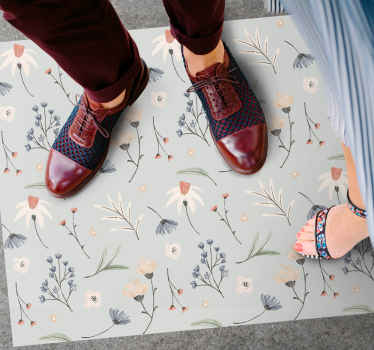 Floral Leaf Illustration flower vinyl rug - TenStickers