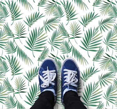 Scandinavian design green leaf nordic vinyl rug - TenStickers
