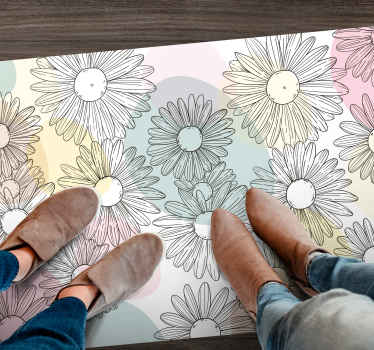 Aquarella daisy design floral vinyl carpet - TenStickers