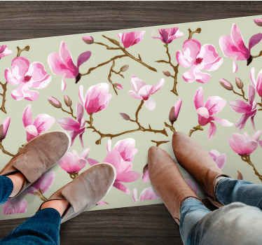 Gyönyörű lila magnólia fa tetején virágos szőnyeg - TenStickers
