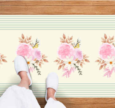 vinylový koberec do kúpelne jemný kvetinový aranžmán - Tenstickers