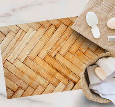 Alfombra vinílica imitación madera patrón de espiga - TenVinilo