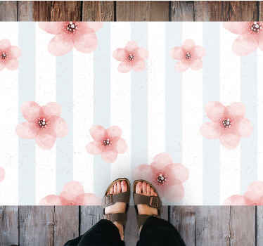 Tapete floral com riscas shabby chic - TenStickers