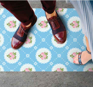 Bloemenkantpatroon antiek vinyl tapijt - TenStickers