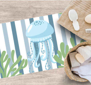 Tapis vinyle animal méduse rayée océan - TenStickers