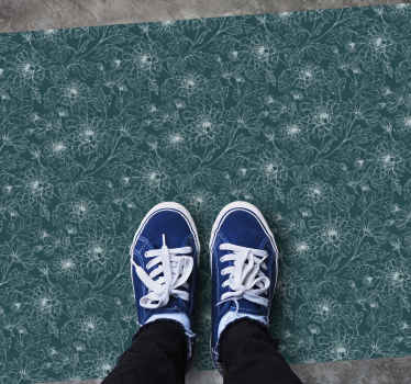 Alfombra vinílica flores superposición de patrón botánico - TenVinilo