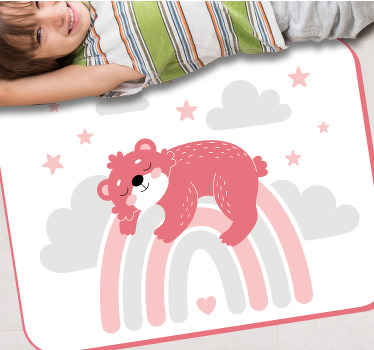 Ružičasti medvjed na prostirci za igru za bebe u duginim bojama - TenStickers