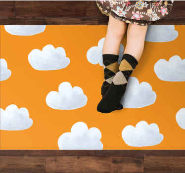 Orange himmel med moln baby lekmatta - Tenstickers