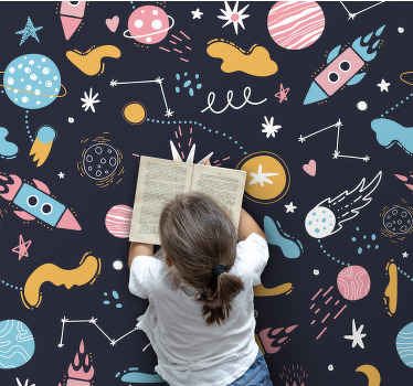 Cosmic Space Adventure kids vinyl rug - TenStickers