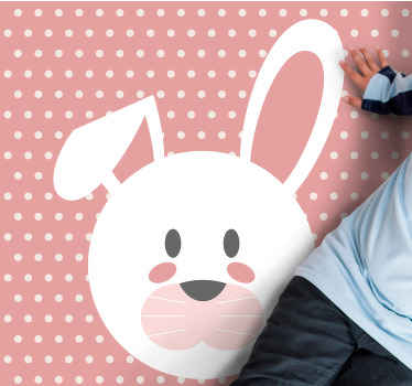 Alfombra vinílica bebé Conejo blanco fondo rosa - TenVinilo