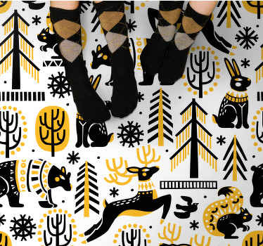 Belos animais selvagens étnicos padrão animal print carpete. é altamente duradouro e resistente à água! Adicione um pouco de cor aos seus pisos!