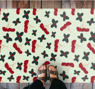Tappeto vinile fiori motivo a foglie di bacche - TenStickers
