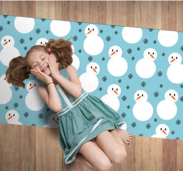 Tappeto Vinile Natale superficie festiva del pupazzo di neve - TenStickers