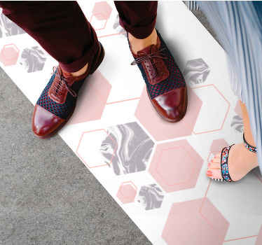 Tapis mosaique vinyle hexagones marbrés - TenStickers