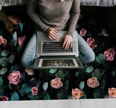 Tapis vinyle fleurs motif rosier - TenStickers