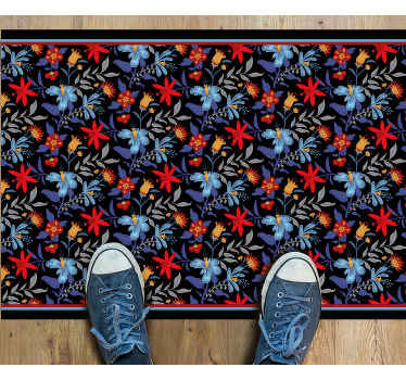 Alfombra vinílica flores elegancia botánica - TenVinilo