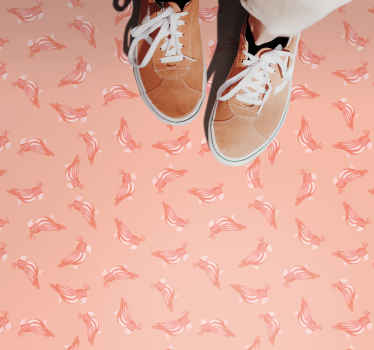 Rosa fuglemønster vinyl teppe dyr - Tenstickers