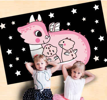 Alfombra vinílica bebé Dragones rosas - TenVinilo