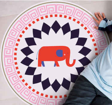 赤い民族象の赤ちゃんのプレイマット - TENSTICKERS